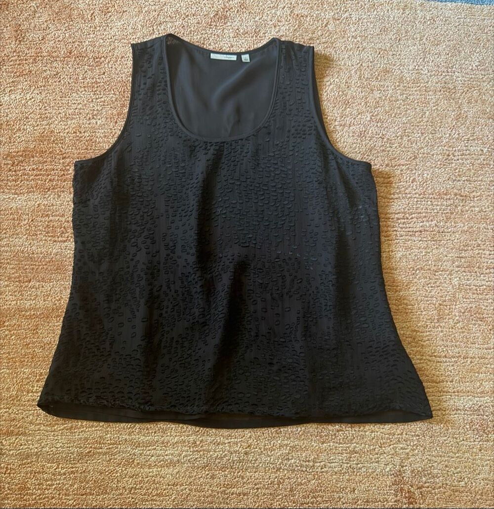 Halogen Black Silk Blend Textured Sleeveless Blouse Size L